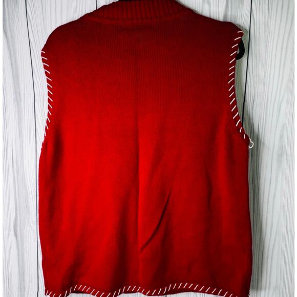 Desginers Originals Cardigan Sweater Wmns Sz XL Red Snowman Applique Xmas Zip - Picture 4 of 7